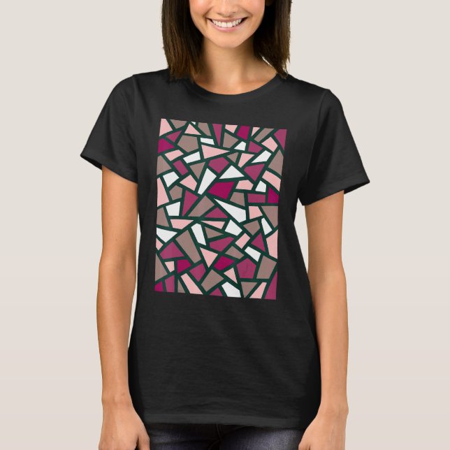 Camiseta Abstrato Geométrico Rosa cor-de-rosa preto Cor-de- (Frente)