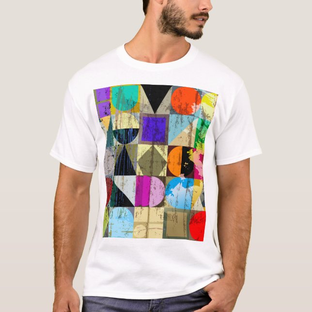 Camiseta Abstrato Geométrico: Traços e Placas (Frente)