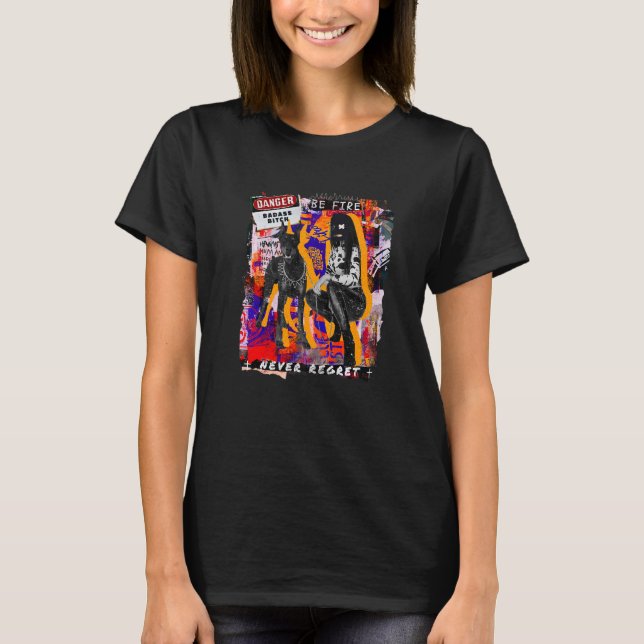 Camiseta Abstrato Girl Doberman Cities Style Collagen Rebel (Frente)