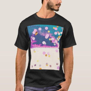 Camiseta Abstrato Glittery Blue Watercolor Splash