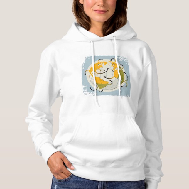 Camiseta Abstrato Globe Womens Hoodie (Frente)