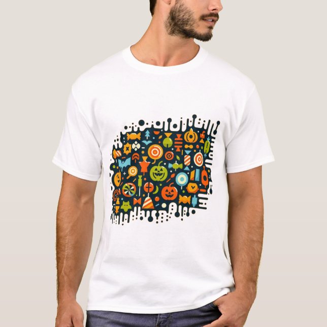 Camiseta Abstrato Halloween Trick ou Treine (Frente)