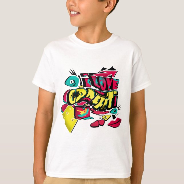 Camiseta Abstrato história em quadrinhos grafite estilo tex (Frente)