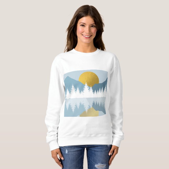 Camiseta Abstrato Landscape Ouro Winter Sunset Sunrise (Frente Completa)