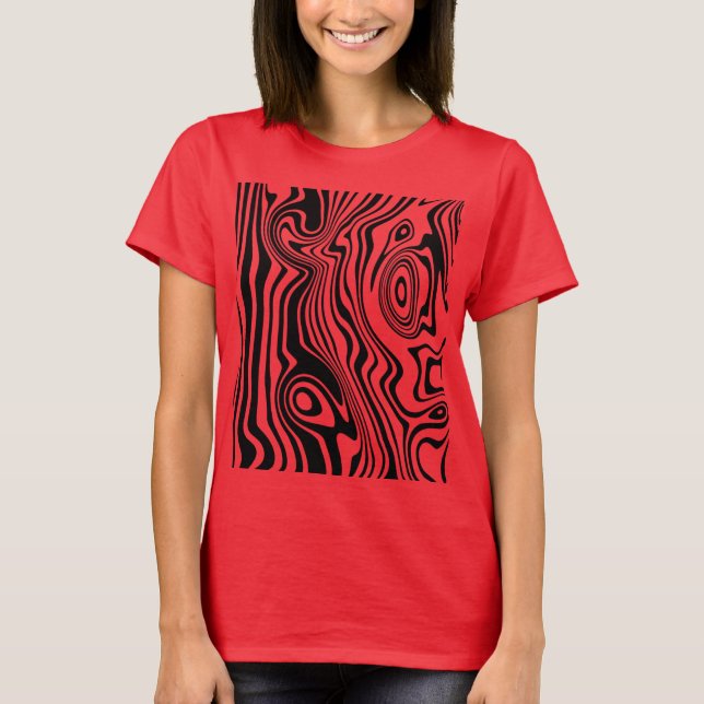 Camiseta Abstrato - Linhas Pretas e Vermelhas Adormecidas - (Frente)