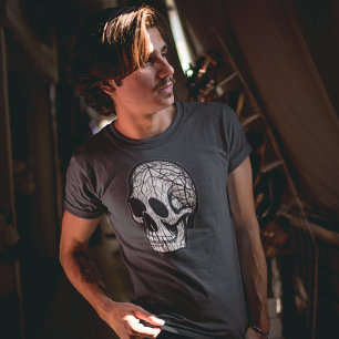 Camiseta Abstrato Mandelbrot Mens Negros do crânio Fraturad