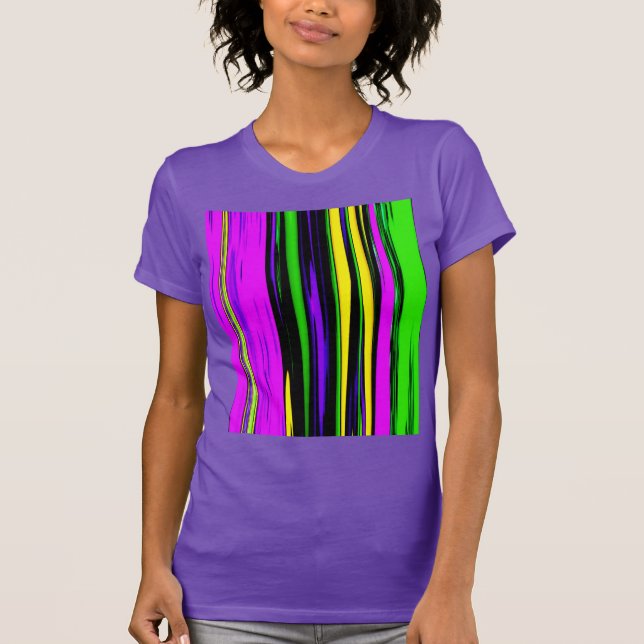 Camiseta Abstrato Mardi Gras Stripes (Frente)