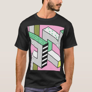 Camiseta Abstrato Memphis: formas geométricas de 80s.