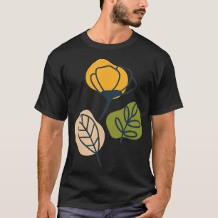 Camiseta Abstrato minimalista de linha Flor Floral