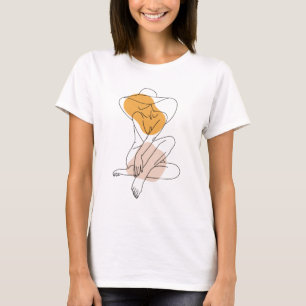 Camiseta Abstrato minimalista mulher arte de corpo Floral F