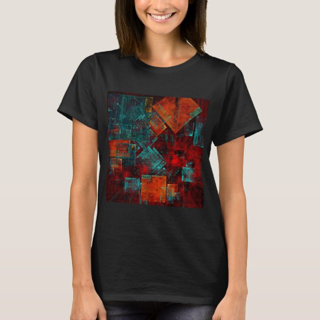 Camiseta Abstrato Moderno Padrão Artístico Legal Colorido (Frente)