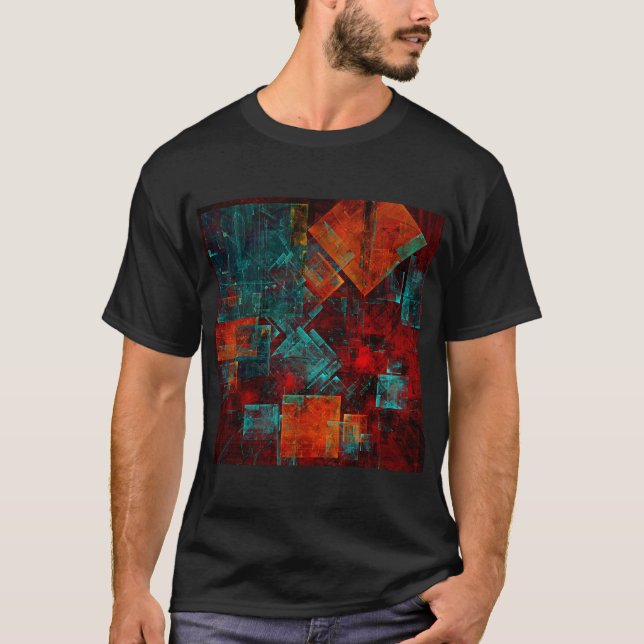 Camiseta Abstrato Moderno Padrão Artístico Legal Colorido (Frente)