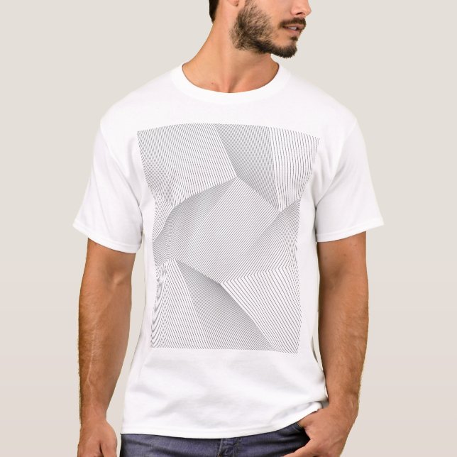 Camiseta Abstrato, moderno, simples, padrão dinâmico de lin (Frente)