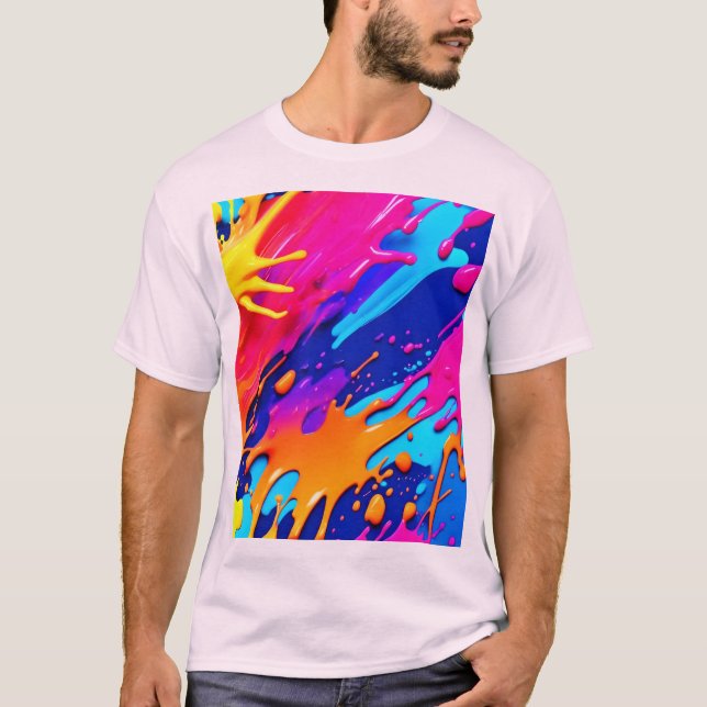 Camiseta Abstrato Neon Paint DriDesign (Frente)