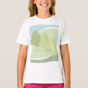 Camiseta Abstrato, paisagem natural com árvores de abeto e