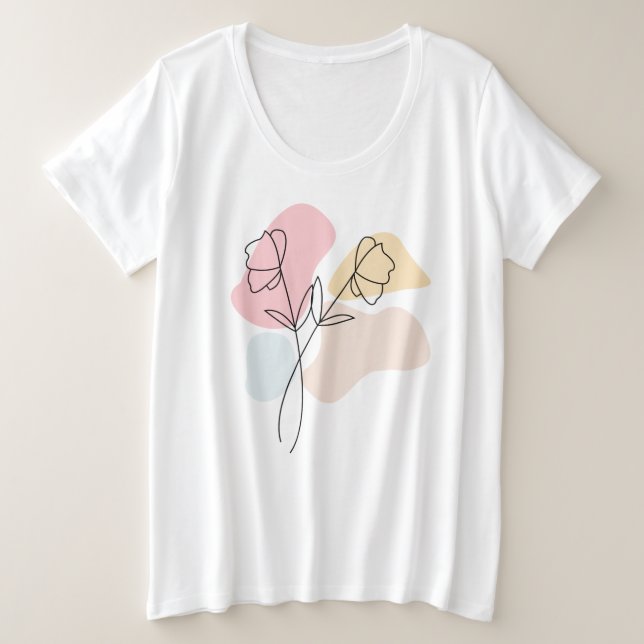 Camiseta Abstrato Pastel Floral (Frente do Design)