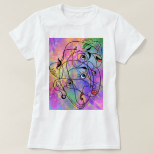 Camiseta Abstrato Pessoas Face Moods - Desenho De Estilo De