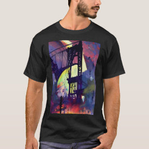 Camiseta Abstrato pintando a ponte de Manhattan