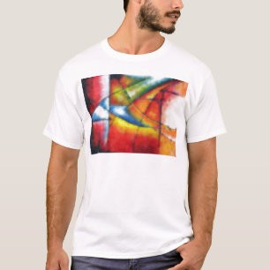 Camiseta abstrato pintando vermelho amarelo azul