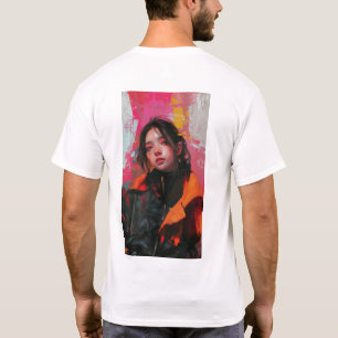Camiseta Abstrato: Pintura de uma Mulher por Guweiz em Verm