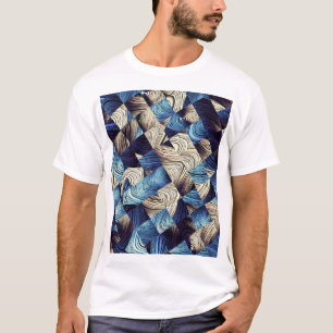 Camiseta Abstrato quadrados azuis de arte digital