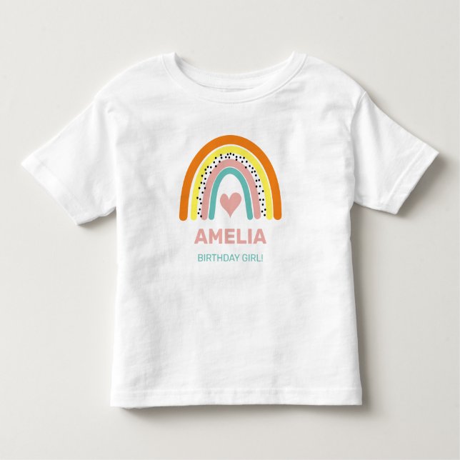 Camiseta Abstrato Rainbow Colorous Birthday Girl (Frente)