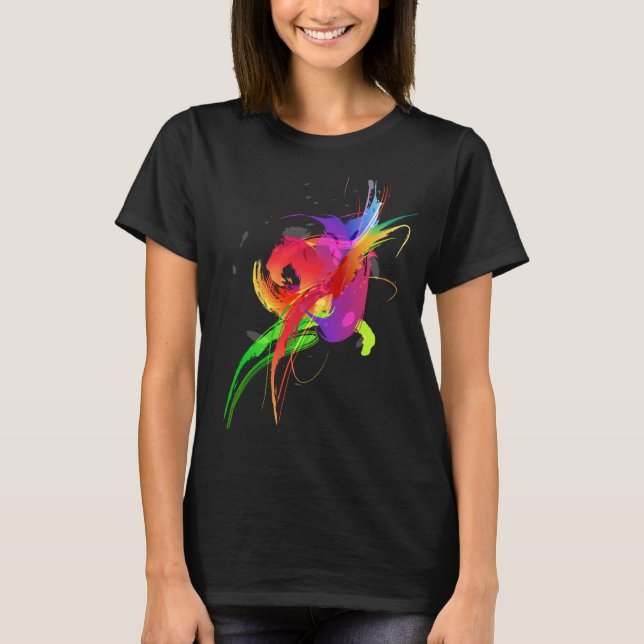 Camiseta Abstrato Rainbow Lorikeet Paint Splatters (Frente)