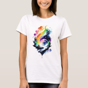 Camiseta Abstrato Rainbow Watercolor Fantasy Landscape