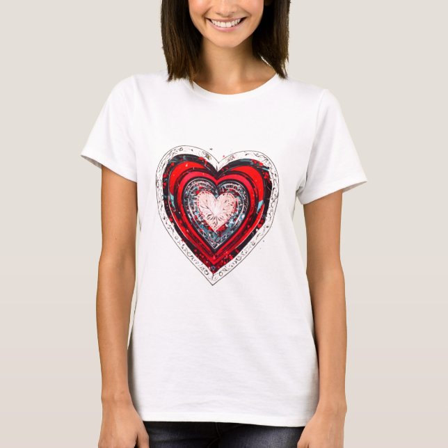 Camiseta Abstrato Red Heart Design (Frente)