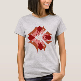 Camiseta Abstrato Red Tan Pink Diamond Floral Pop