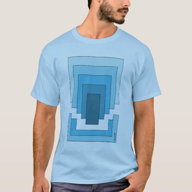 Camiseta Abstrato retangular em azul (Frente)