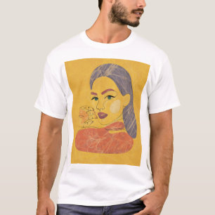 Camiseta Abstrato: Retrato de linha minimalista