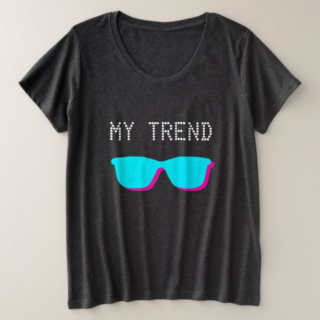 Camiseta Abstrato Retro-Pop Art - Turquesa e Óculos Rosa (Frente do Design)