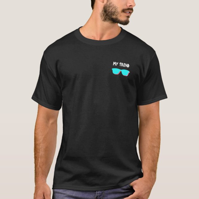 Camiseta Abstrato Retro-Pop Art - Turquesa e Óculos Vermelh (Frente)