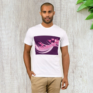 Camiseta Abstrato Romântico Corações Rosa Design em Roxo