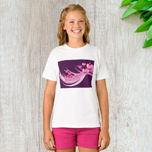 Camiseta Abstrato Romântico Corações Rosa Design em Roxo
