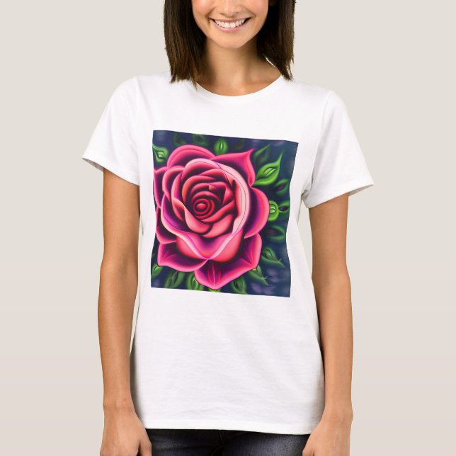 Camiseta Abstrato Romântico Rosa Bloom (Frente)