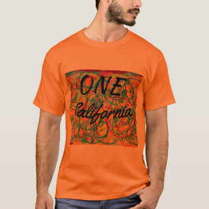 Camiseta abstrato scribble art one california ouro estado