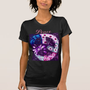 Camiseta Abstrato - Sinal de Paz - Arte Hippie - Púrpura