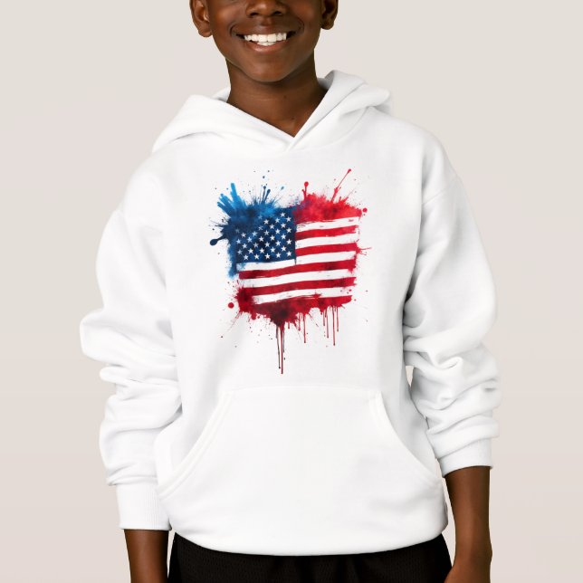 Camiseta Abstrato Splash - Bandeira Americana (Frente)