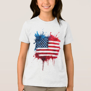 Camiseta Abstrato Splash - Bandeira Americana