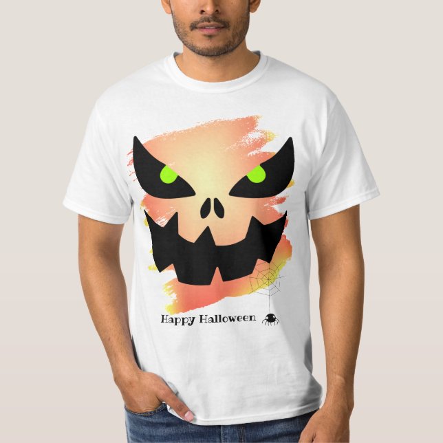 Camiseta Abstrato Spooky Jack o'Lantern Rosto Halloween (Frente)