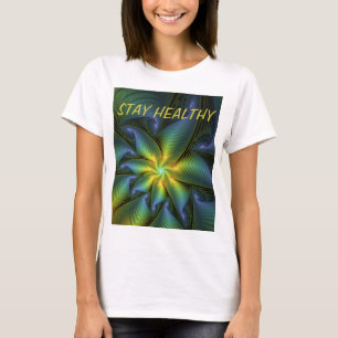 Camiseta Abstrato Star, Ouro Verde brilhante Arte Fractal