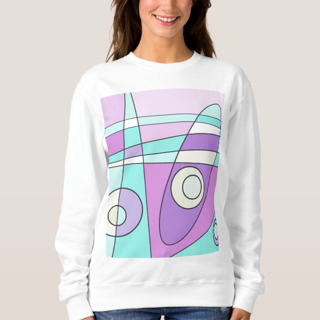 Camiseta Abstrato Surfing Pastel Turquoise Lilac (Frente)