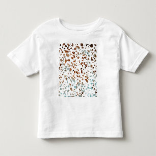Camiseta Abstrato Terrazzo Mosaico Rust Brown & Blue Padrã