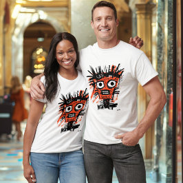 Camiseta Abstrato Tribal Face - Laranja Negrito e Urbano Ne