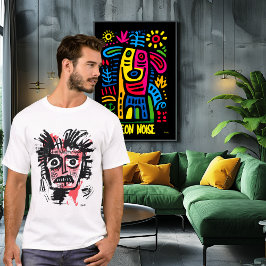 Camiseta Abstrato Tribal Face - Negrito e Rosa