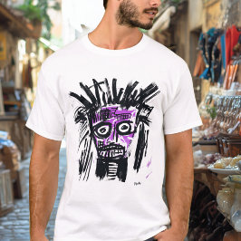 Camiseta Abstrato Tribal Face - Puro Negrito e Urbano Negro