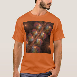 Camiseta Abstrato Trippy Marrom Fractal Fluorescente Colori