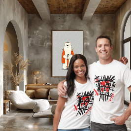 Camiseta Abstrato Urban Face - Bold Red & Black Street Art